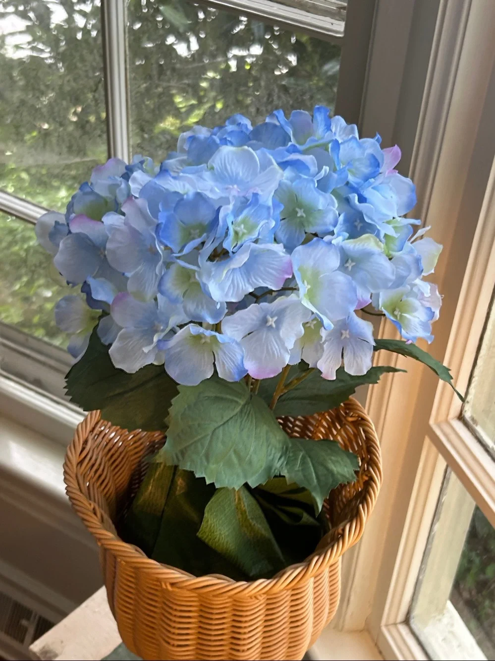 Blue Hydrangea Potted Stem Arrangement - Home Accents Faux Florals NEW